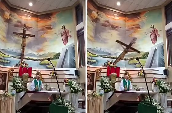 Padre morre após ser atingido por cruz durante missa no equador