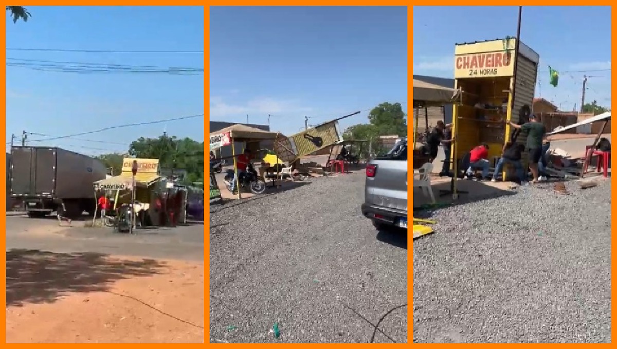 Caminhão derruba fios e interrompe energia em Cuiabá