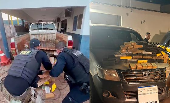 Ação de PM e PRF apreende 40 kg de drogas em caminhonete em MT