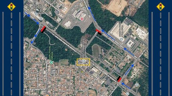 Vias no entorno do TRE-MT