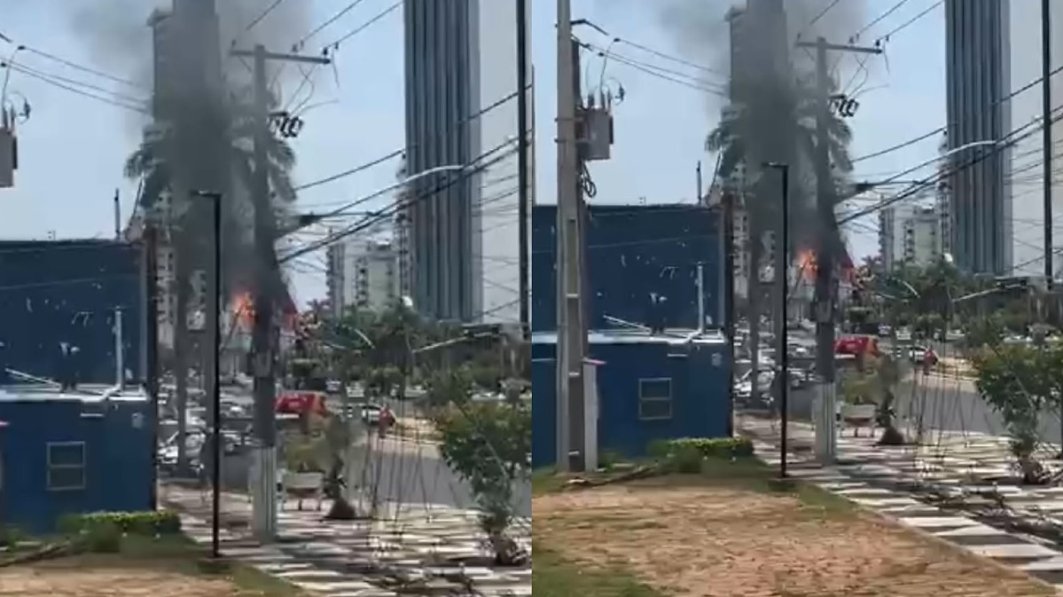 Incêndio em cabos de rede deixa Avenida do CPA sem energia em Cuiabá
