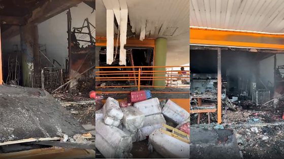 Vídeo mostra dimensão dos estragos em loja de Cuiabá destruída por incêndio