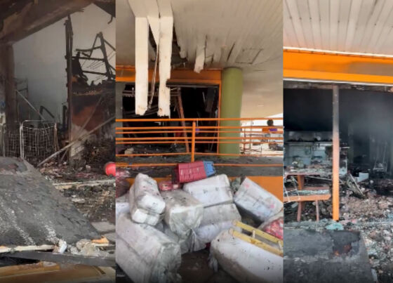 Vídeo mostra dimensão dos estragos em loja de Cuiabá destruída por incêndio 