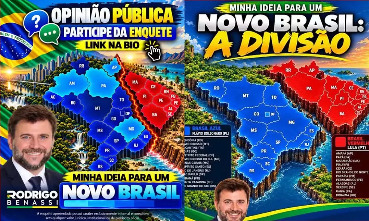 Prefeito de Colíder erra duas vezes mapa eleitoral ao dividir o Brasil entre Lula e Flávio Bolsonaro
