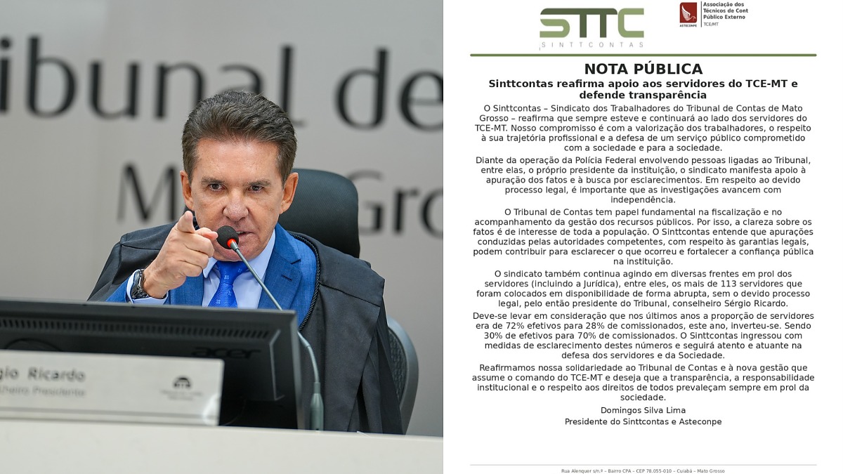 Sindicato denuncia troca de concursados por comissionados no TCE-MT em Cuiabá
